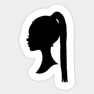 Black barbie with braids style silhouette Sticker